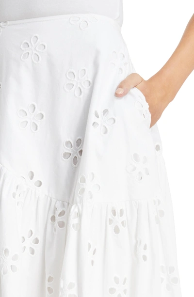 Shop Simone Rocha Asymmetric Broderie Anglaise Midi Skirt In White