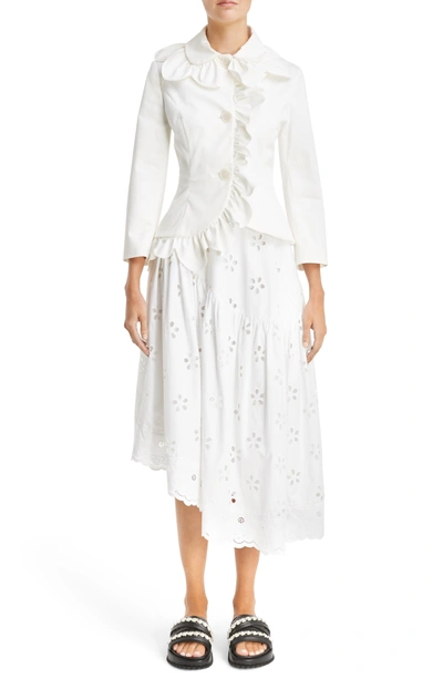 Shop Simone Rocha Asymmetric Broderie Anglaise Midi Skirt In White