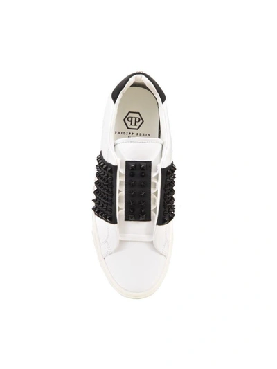 Shop Philipp Plein Low-top Studded Sneaker In White-black