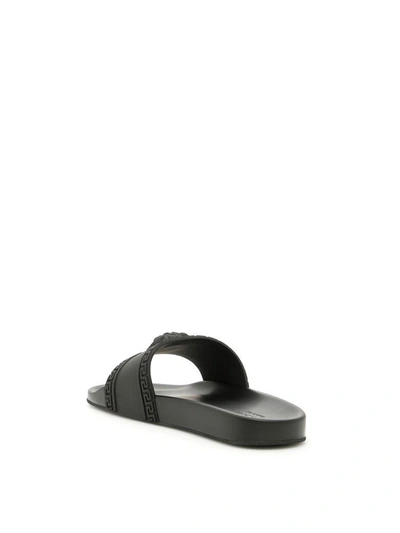 Shop Versace Rubber Slides With Medusa In Neronero