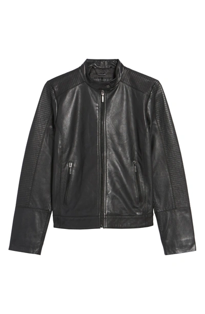 Shop Bernardo Kirwin Leather Moto Jacket In Black