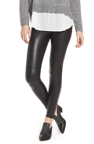 Shop David Lerner Zip Cuff Faux Leather Moto Leggings In Black