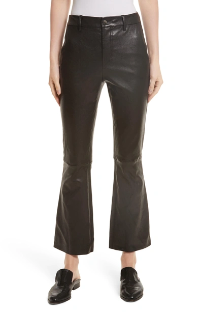 Shop Helmut Lang Stretch Leather Flare Pants In Black