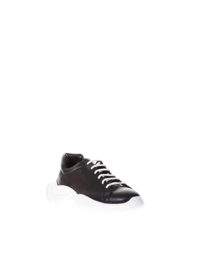Shop Cinzia Araia Black Leather Sculpted Sole Sneakers