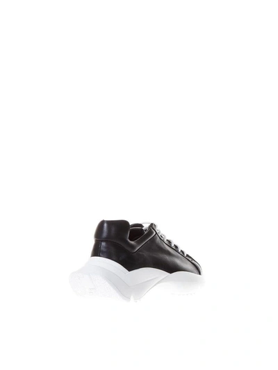 Shop Cinzia Araia Black Leather Sculpted Sole Sneakers