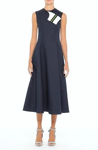 Shop Calvin Klein 205w39nyc Cotton & Silk Dress In Navy