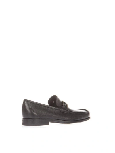 Shop Ferragamo Horsebit Leather Loafers In Black