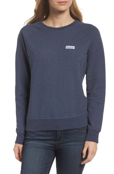 Shop Patagonia Pastel P-6 Label Midweight Sweatshirt In Classic Navy