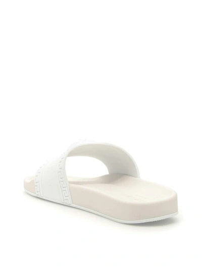 Shop Versace Rubber Slides With Medusa In Biancobianco