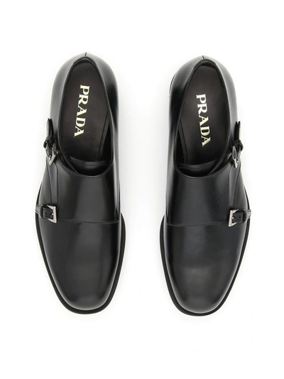 Shop Prada Double Monk Shoes In Neronero