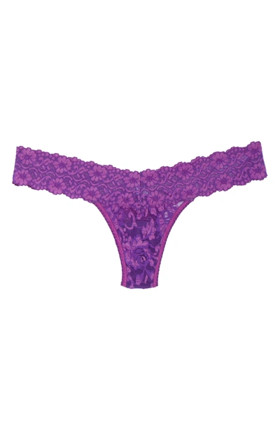 Shop Hanky Panky Cross Dye Low Rise Thong In Purple Velvet/silk Rose