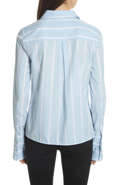 Shop Equipment Huntley Embroidered Stripe Cotton Shirt In Skylight / Bright White