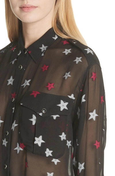 Shop Rag & Bone Pearson Star Print Silk Blend Shirt In Black Multi