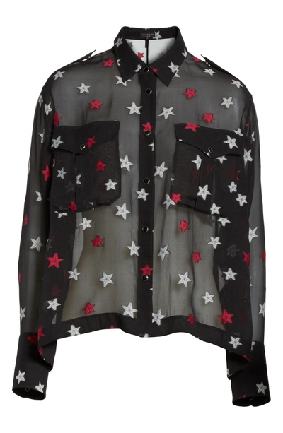 Shop Rag & Bone Pearson Star Print Silk Blend Shirt In Black Multi