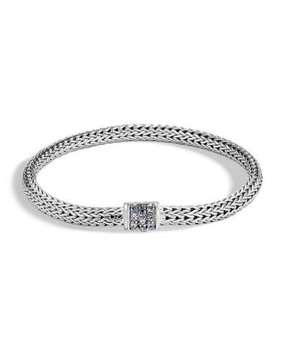 Shop John Hardy Classic Chain Extra Small Pave Pusher Clasp Bracelet In Medium Gray