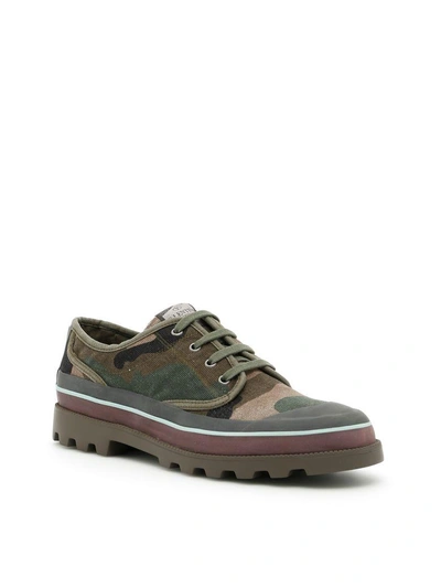 Shop Valentino Canvas Sneakers In A.green-brush Woodverde