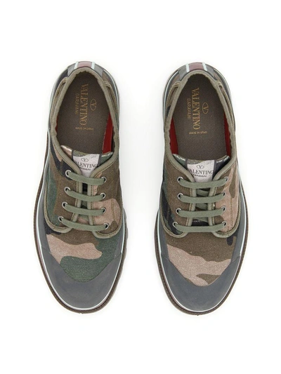 Shop Valentino Canvas Sneakers In A.green-brush Woodverde