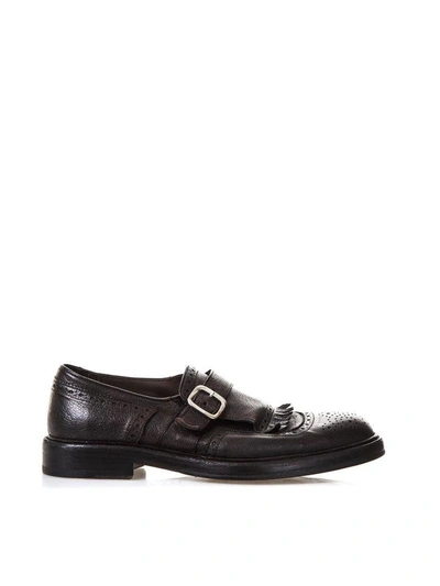 Shop Green George Fringed Leather Monk-strap In Brown