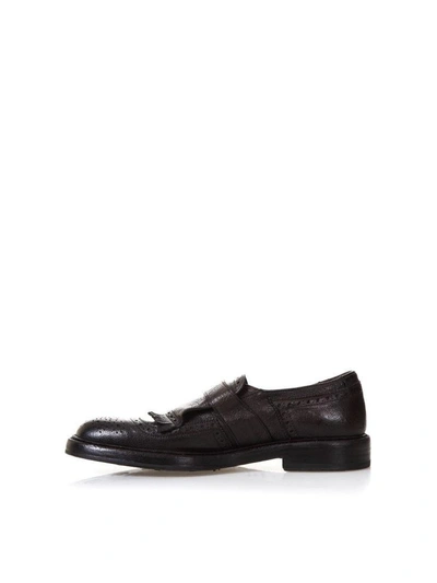 Shop Green George Fringed Leather Monk-strap In Brown