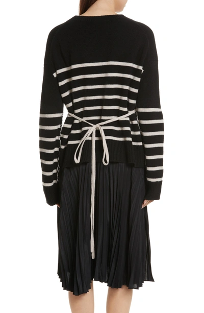 Shop Vince Cashmere Stripe Boxy Crew Sweater In Black/ Chalet