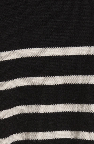 Shop Vince Cashmere Stripe Boxy Crew Sweater In Black/ Chalet