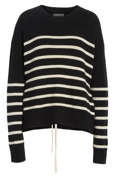 Shop Vince Cashmere Stripe Boxy Crew Sweater In Black/ Chalet