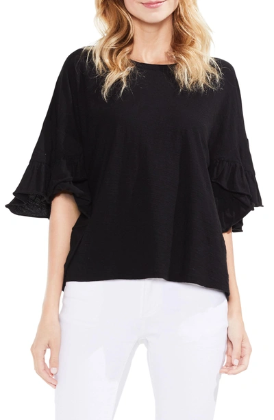 Shop Vince Camuto Drop Shoulder Tiered Ruffle Sleeve Top In Rich Black
