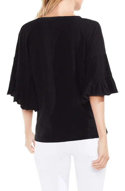 Shop Vince Camuto Drop Shoulder Tiered Ruffle Sleeve Top In Rich Black