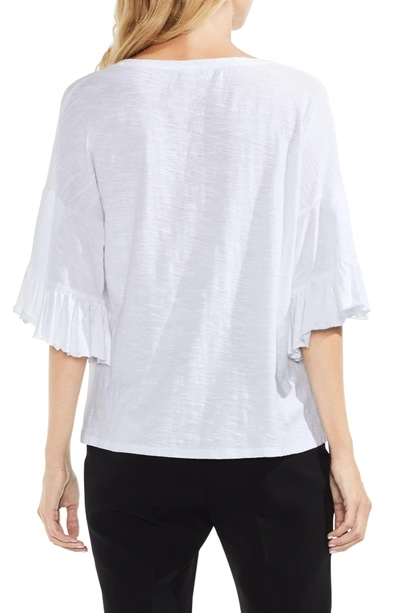 Shop Vince Camuto Drop Shoulder Tiered Ruffle Sleeve Top In Ultra White