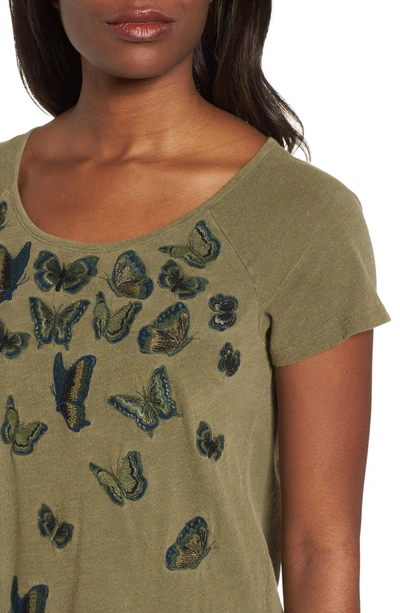 Shop Lucky Brand Butterfly Print Tee In Dark Olive