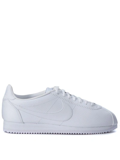 Shop Nike Classic Cortez White Leather Sneaker In Bianco