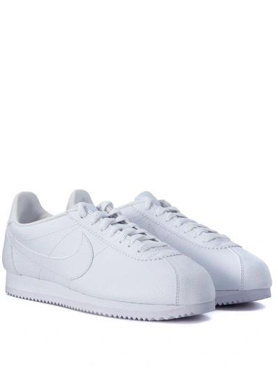 Shop Nike Classic Cortez White Leather Sneaker In Bianco