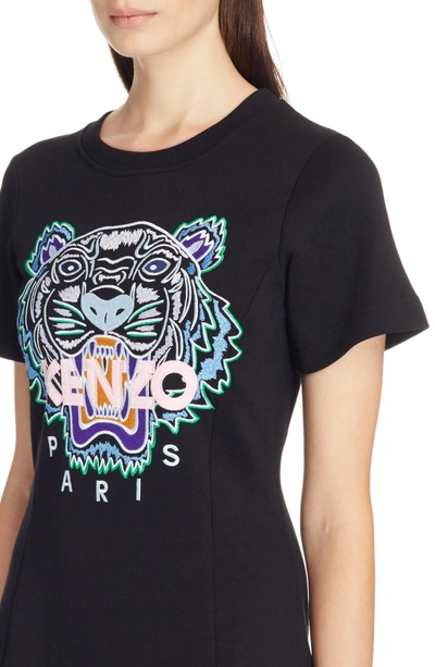 Shop Kenzo Tiger Flare Embroidered T-shirt Dress In Black