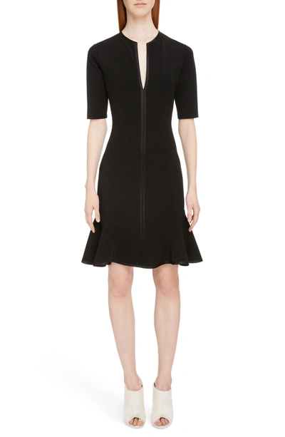 Shop Givenchy Split Neck Punto Milano Dress In Black