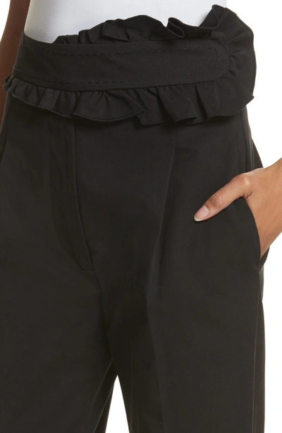 Shop Carven Ruffle Waist Crop Pants In Noir