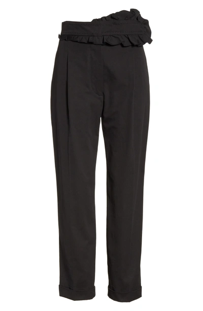 Shop Carven Ruffle Waist Crop Pants In Noir