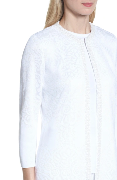 Shop Ming Wang Floral Jacquard Jacket In White