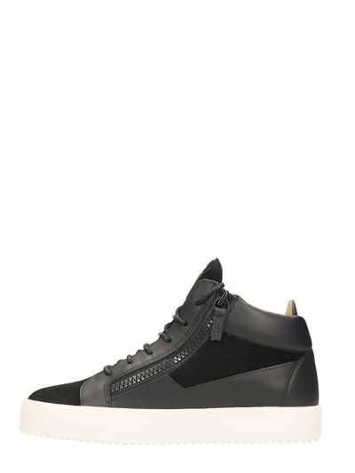 Shop Giuseppe Zanotti Kriss Black Leather And Suede Mid Sneakers