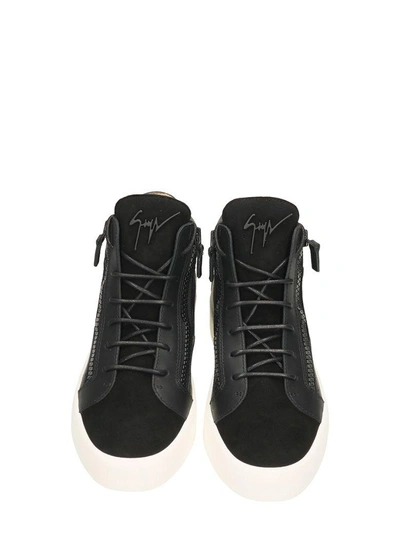 Shop Giuseppe Zanotti Kriss Black Leather And Suede Mid Sneakers