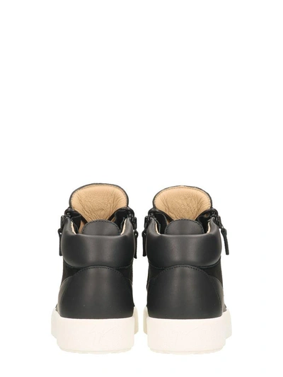 Shop Giuseppe Zanotti Kriss Black Leather And Suede Mid Sneakers