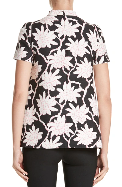 Shop Valentino Rhododendron Print Wool & Silk Top In Black