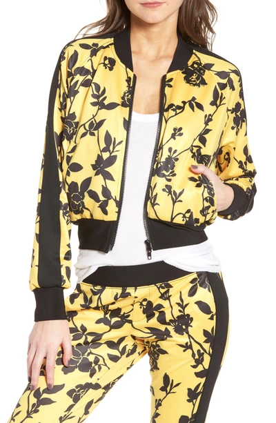Shop Pam & Gela Crop Track Jacket In Floral Shadow Print