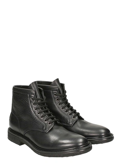 Shop Premiata Black Leather Combat Boots