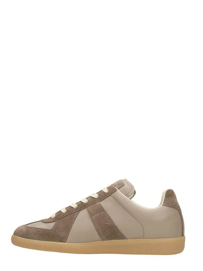 Shop Maison Margiela Replica Leather And Suede Sneakers Taupe