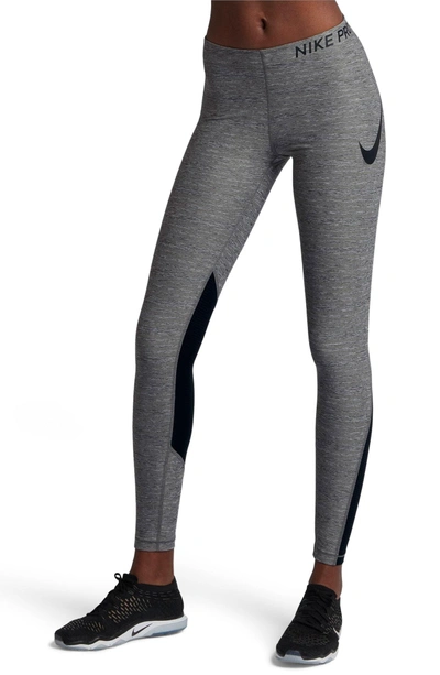 Shop Nike Pro Training Tights In Carbon Heather/ Black