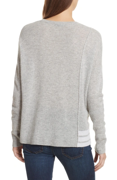Shop Atm Anthony Thomas Melillo Schoolboy Cashmere Sweater In Heather Grey W/ Chalk Stripe