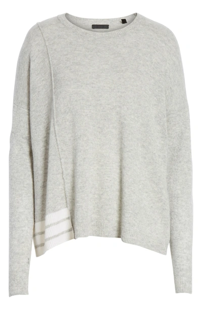 Shop Atm Anthony Thomas Melillo Schoolboy Cashmere Sweater In Heather Grey W/ Chalk Stripe