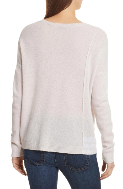 Shop Atm Anthony Thomas Melillo Schoolboy Cashmere Sweater In Lunar W/ Chalk Stripe