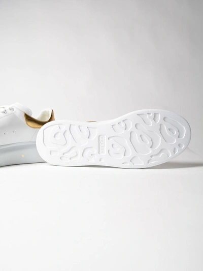 Shop Alexander Mcqueen Leather Sneaker In White-gold