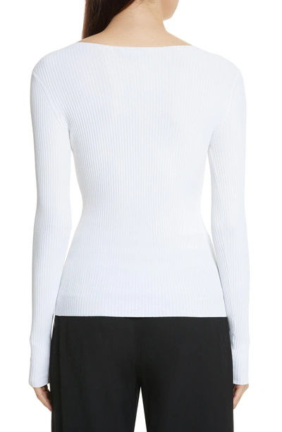 Shop Vince Boat Neck Ribbed Top In White